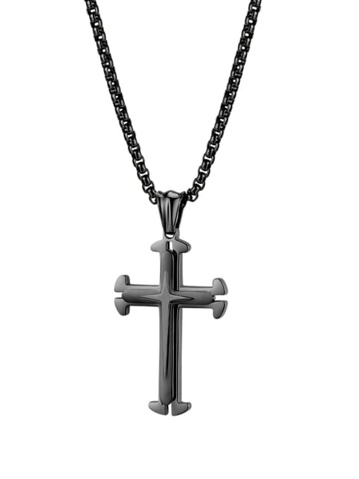 [black pendant chain 3*55cm] Titanium Steel Cross Minimalist Necklace